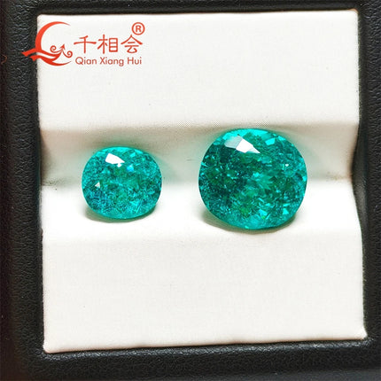 Oval Nest Cut Lab Grown Neon Green Paraiba Tourmaline Loose Gemstone Electric Teal Paraiba Color With Natural Inclusions jewelry