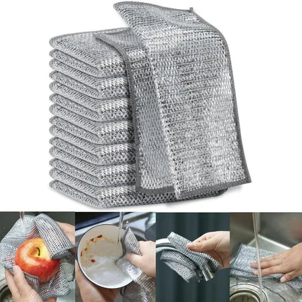 Rags For Kitchen Scrubber Wire Dishcloth Thickened Double-sided Metal Steel Cleaning Towel Pot Dish Washing Cloths - product
