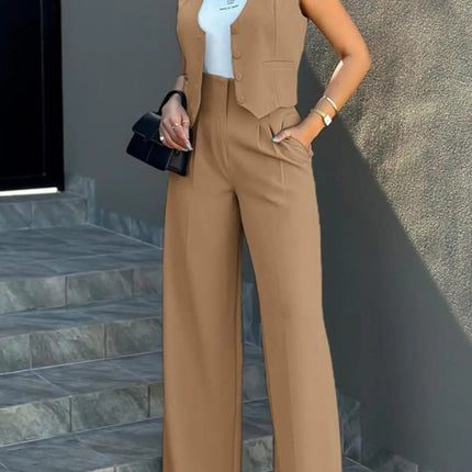 Fashion suit vest, vest, vest, wide leg pants, casual suit, new professional versatile business style two-piece set