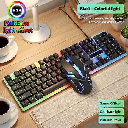 Newly Launched HOT Game Office Universal Light Wired Keyboard And Mouse Set Mechanical Feel Floating High Key Cap - product i