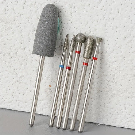 6Pcs Diamond Sand Nail Files Drill Cuticle Polishing Bit Nail Grinding Head Electric Manicure Set for Removing Acrylic Nails Gel