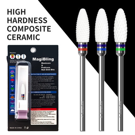 Flame Nail Drill Bits Composite Ceramics Milling Cutter Sharp Durable Bit for Efile Acrylic Nail Removal Manicure Salon Tools