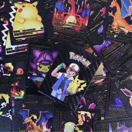 Spain Pockmarked 55 Pokemon Table Game Cards Gold Foil Card Silver Foil Black Foil Multilingual. Pokemon Card Anime