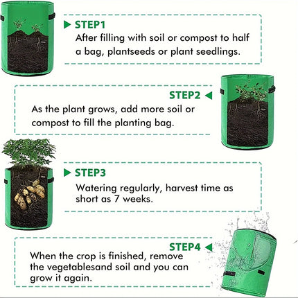 1PC 5/7 Gallon Large Diameter Potato Grow Bag, Non-Woven Fabric Planting Bag for Vegetables, Seedlings & Root Crops