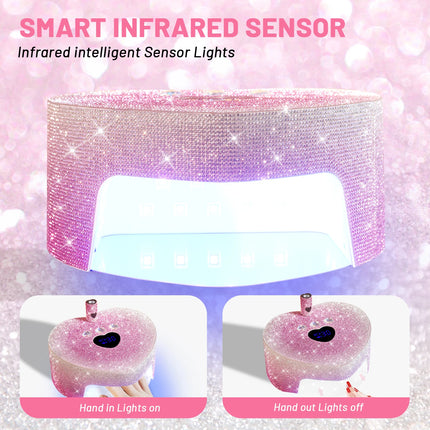 2 in 1 Rechargeable Diamond UV LED Nail Dryer Lamp With Handheld Mini UV Light, Professional Cordless Lamp for Home and Salon