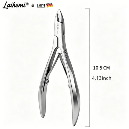 3Pcs Professional Cuticle Nipper Set - 3mm 45° Sharp Stainless Steel Nail Cuticle Trimmer with Cuticle Pusher & Nail File, One-C