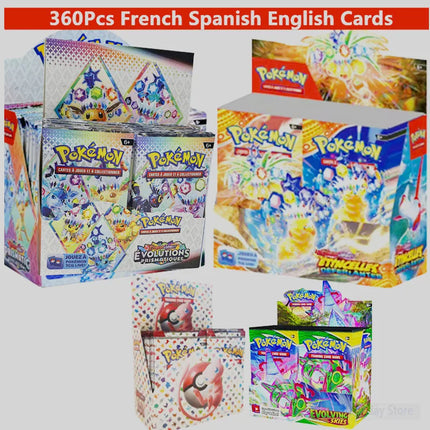 90/180/360Pcs English French Spanish Carta Karten Pokemon Cards Sun Moon Evolutions Booster Box Collectible Tradiner child Card
