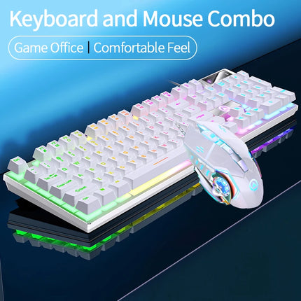 Wired Backlit Keyboard and Mouse Combo USB Ergonomic Mechanical Feel Gaming Office Keyboard Mouse Set for Desktop - product i