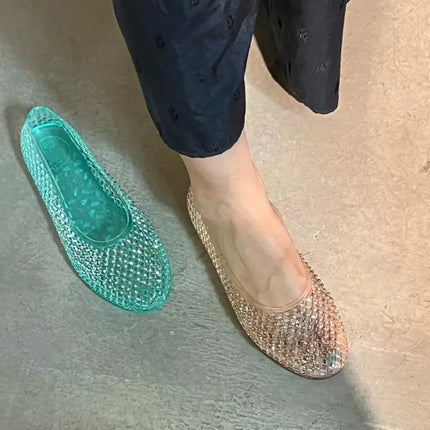 Women's Jelly Shoes Transparent  Sandals Lazy Flat Shoes Breathable Flat Shoes