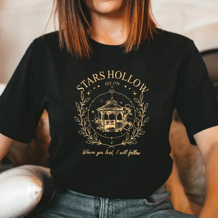 Vintage Stars Hallow T-Shirt Lukes Diner T Shirt Casual Short Sleeve Women Tshirts Tv Show Inspired Tee Streetwear Women Tops