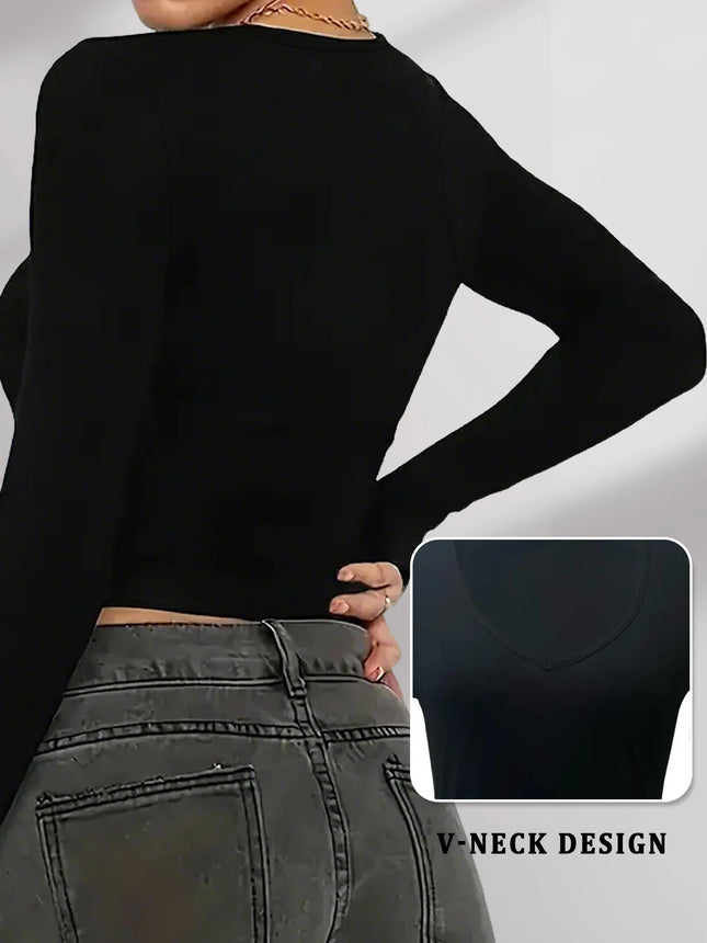 Women's Long Sleeve T-Shirt，High Stretch Super Soft V-Neck，All-Season Fit - product image 2