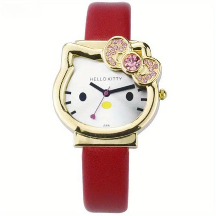 Hello Kitty Cute Quartz Watch Sweet Girly Cartoon Wristwatch Ideal Birthday Christmas Halloween Accessories Gift for Girls