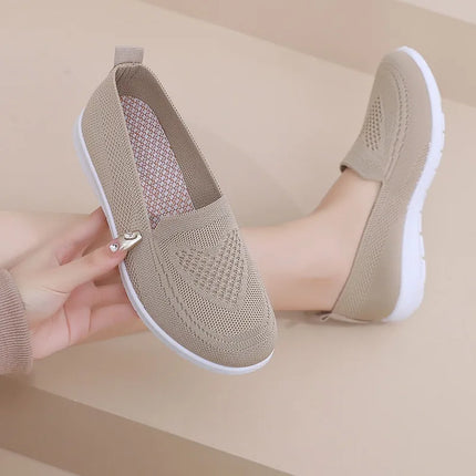 Comfortable casual women's shoes spring and summer breathable fabric uppers solid colors low-cut design soft and outdoor walking