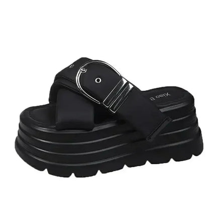 Fashion Women Shoes 8CM Buckle Wedge Sandals Women Outdoor Casual Platform Slippers New Woman Non-Slip Versatile Sandalias Mujer