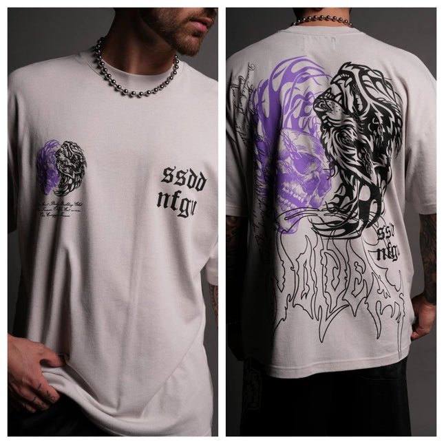 Wolfskopf Herren und Damen Kurzarm im American Style Fitness- und Freizeit-T-Shirt aus Baumwolle mit Rundhalsausschnitt und lockerem Schnitt