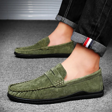 2025 Penny Loafer Men Army Green Loafers Flats Male Casual Shoes Slip-On Leather Mens Driving Shoes Luxury Man Moccasins 2024