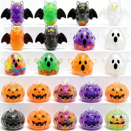 Spooky Halloween Squishy Bead Squeeze Ball Pumpkin Ghost Bat Shape Stress Relieving  Decompression Ornament Holiday Party Favor