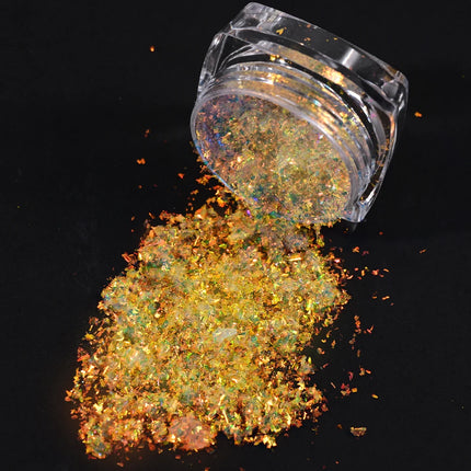 1Jar Metallic Mirror Chrome Nail Powder Holographic Laser Silvery Golden Nail Rubbing Glitter Pigment UV Gel Polish Mirror Powde