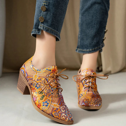 Ethnic Ladies Boots Spring Winter Embroidery Boots Pointed-toe Platform Shoes Ladies Fashion Ankle Boots Women Botas De Mujer