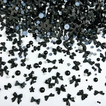 100Pcs/Bag Cute Bow Flower Star Heart Nail Charms Randomly Mixed Sweet Hollow Pearl Heart Nail Art Decorations Accessories