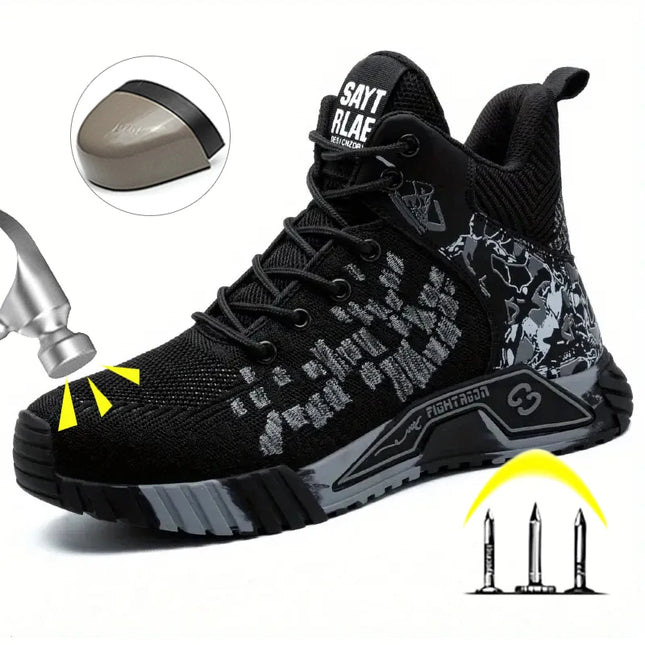 High Top Safety Shoes Men Anti Smashing Anti Puncture Work Shoes Men Work Safety Boots Men's Fashion - product image 2