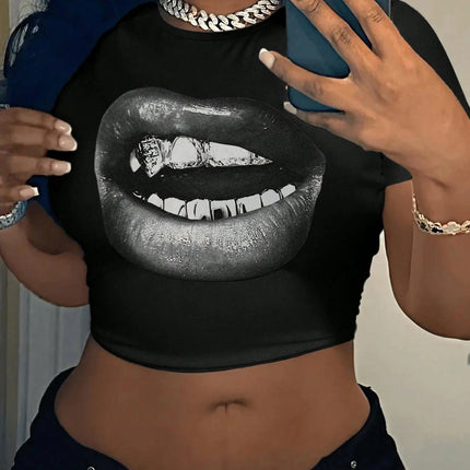 2026 Summer Casual Minimalist LA Hand Sign Hip Hop Print Short Sleeve Women's T-shirt Crop Top Tee Y2k Ladies Clothes Female Tee