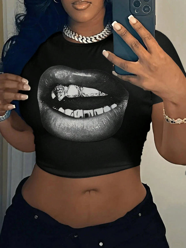 2026 Sommer Casual Minimalistisches LA Handzeichen Hip Hop Print Kurzarm Damen T-Shirt Crop Top Tee Y2k Damen Kleidung Frauen T-Shirt