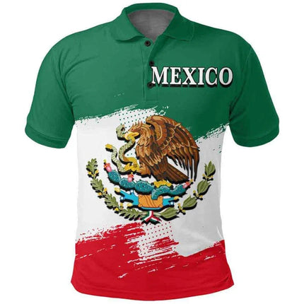 Mexico Flag Map Graphic Polo Shirts For Men Aztec Warrior Eagle 3D Printed Short Sleeves Casual Sport Lapel Tops Oversized Tees