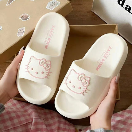 Hello Kitty Fashion Slippers, Non-Slip Thick-Soled Platform Sandals, Closed-Toe Mesh Shoes, Ideal for Home and Travel