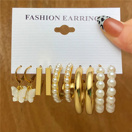 YOBEST Big Gold and Silver Color Heart Earrings for Women, Butterfly Dangle Earring Set, Female Jewelry Gifts, New Fashion, 2025