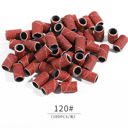 100/50pc Sanding Cap Bands For Electric Manicure Machine 180/120/80 Grit Nail Drill Grinding Bit Files Pedicure Tool Set