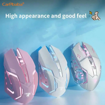 Carpbaba G3 Wired Game Mouse Mute Pink Mechanical E-sports Girl Lovely Art Portable Office Household For MacBook - product im