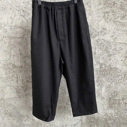 TOP-YAMAMOTO black linen trousers, casual straight-leg pants, an original trendy brand