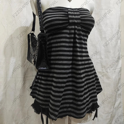 Subculture Rock Gothic Y2k Tank Top Harajuku Grid print Streetwear Vest Fashion Punk Sleeveless Top Unique Crop top Spicy Girls
