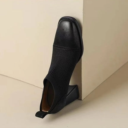 Retro Women's Shoes Square Head French High Heels Women's Ankle Boots Deep Cut Single Shoes 2026 Spring New Small Leather Shoes