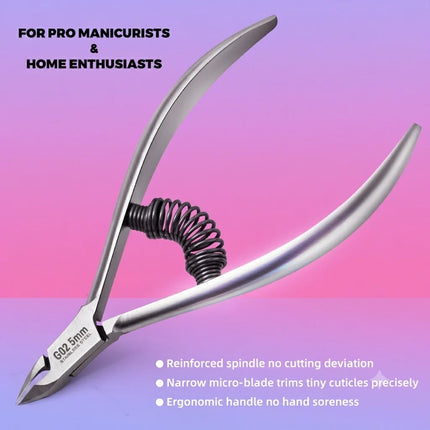 Professional stainless steel cuticle nippers, easily remove edge hangnails and cuticles, built-in spring labor-saving cutter,