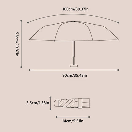 UPF50+ Mini Compact Pocket Umbrella For Women Light 5 Folding Sun Protection Sun Rain Small Card Bag Portable Umbrellas New