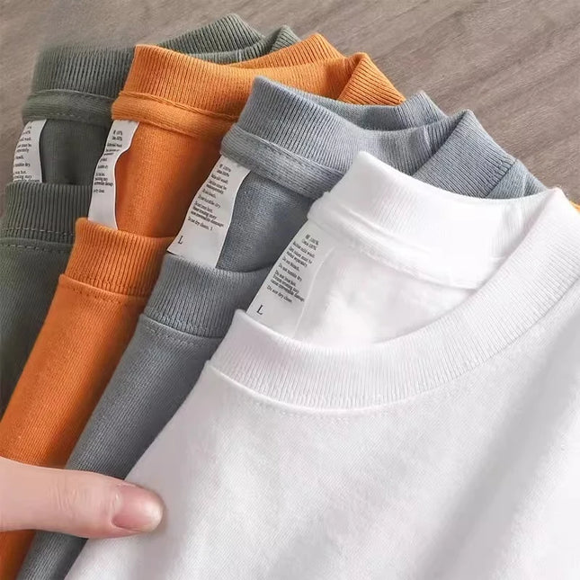 Amerikanisches 230g schweres Baumwoll-Kurzarm-T-Shirt Herren- und Damen-Schulter-Reinweißes Unterhemd 2025 Neue Kleidung Sommer