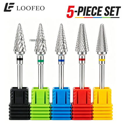 5pcs Stainless Steel Nail Drill Bit for Gel Removal Cuticle Burr Bits Milling Cutter For Manicure Pedicure Nail E-File Bit Set