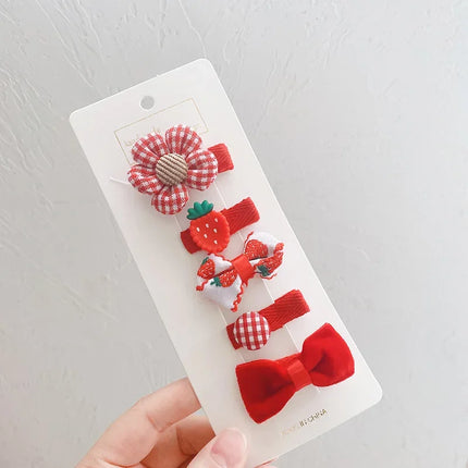 5pcs/set Baby Girls Cute Princess Hairpins Headband Bow Flower Korean Hair Pins Clips for Children Mini Soft Kids Accessories