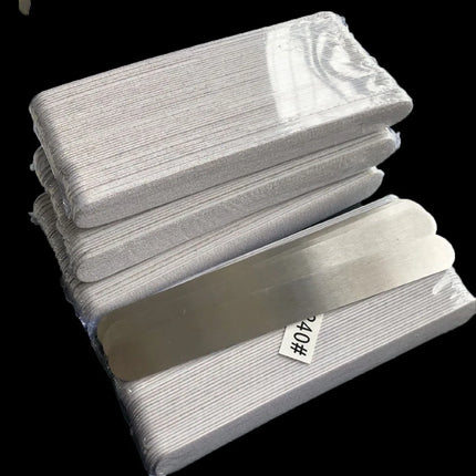 4 Pcs Metal Base with  200 Pcs Zebra Sandpaper Replacement Pads 100 120 180 240 Grit Nail Professional File Disposable Sandpaper