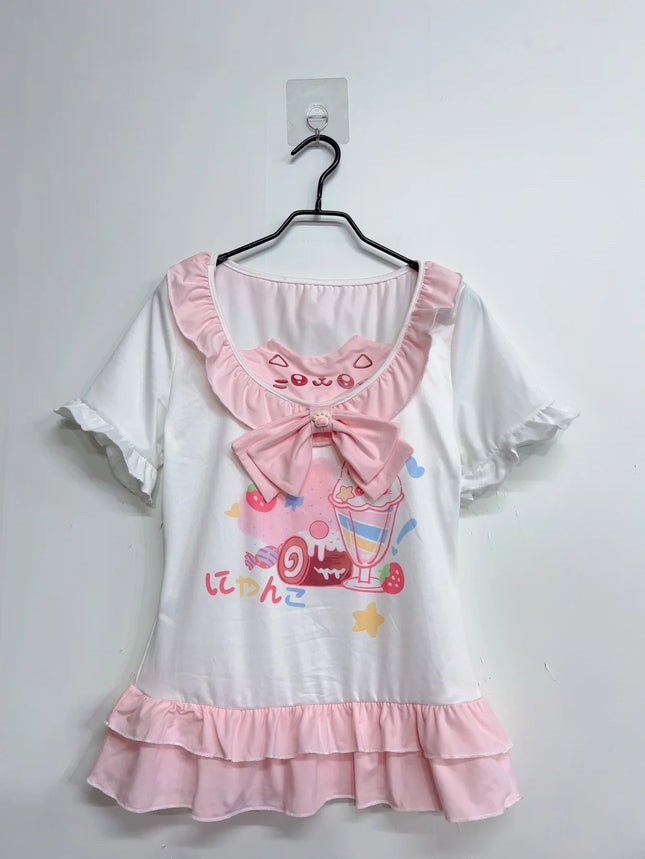 Y2k Cutecore Sommer Damen Koreanisch Japan Harajuku Kurzarm Egirl Anime T-Shirts Ästhetisch Oversized Kawaii Tshirt Tops Kleidung