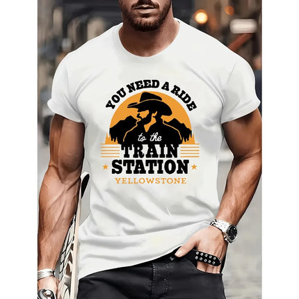 You Need A Ride To The Train Station Yellowstone Men's Outdoor Casual Tops Comfort and Fashion Coexist Round Neck