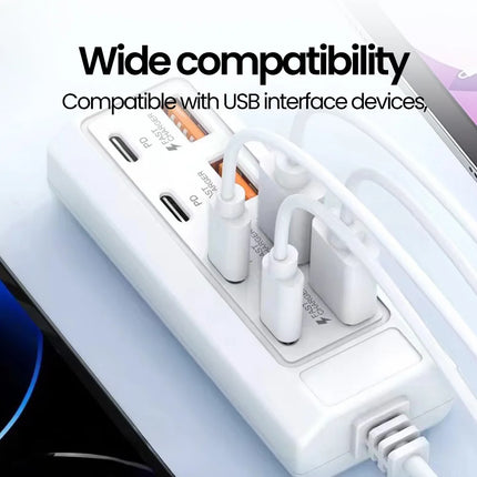 8 in 1 USB Electrical Socket 25W Fast Charging Power Outlet Adapter Docking Stations USB Splitter Converter USB - product ima