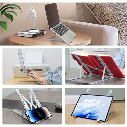 6‑Level Adjustable Laptop Stand - Foldable & Portable Design for 8‑14" Laptops & Tablets, Enhanced Ventilation & Heat Management