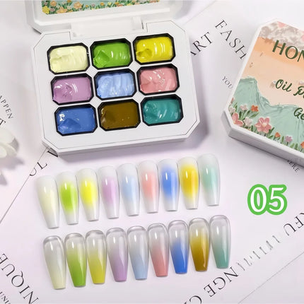 9-Color Solid Nail Polish, Pink, Macaron Painting Gel, High Saturation Popular Solid Nail Polish, Used for Nail Art