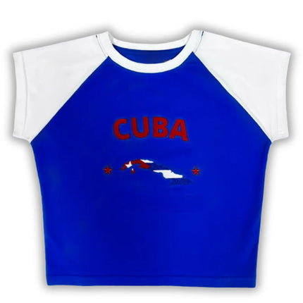 New Women's Clothing Summer Casual Sporty Clothes Short Sleeve Crew Neck T-shirt Crop Tops Graphic Embroidery Y2k Sexy Slim Fit
