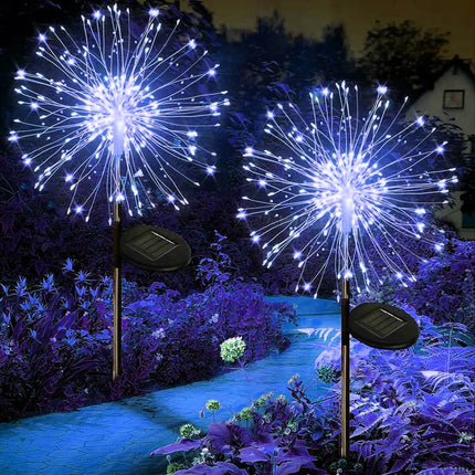 Solar Lights for Outdoor Garden 60/200/420LED Dandelion Lighting Stake Solar Firework Light for Christmas Halloween Lawn Decor