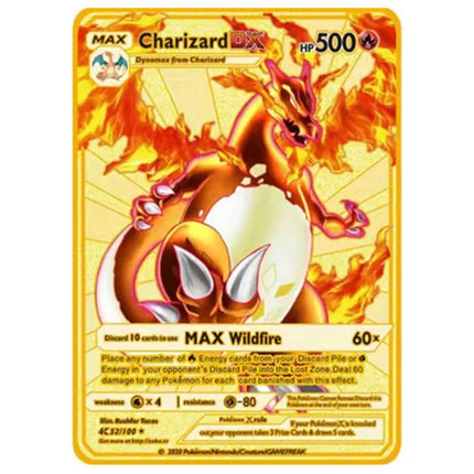 English Version Pokemon Metal Card Anime Figure Pikachu Charizard Mewtwo Battle Trading Game Collection Cards Model Toy Gifts