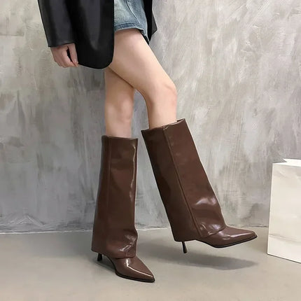 New Western Cowboy Boots Women Fashion Slip-On Long Pipe Boots Female Sexy Thin High Heel Trend Knee High Botas 2025